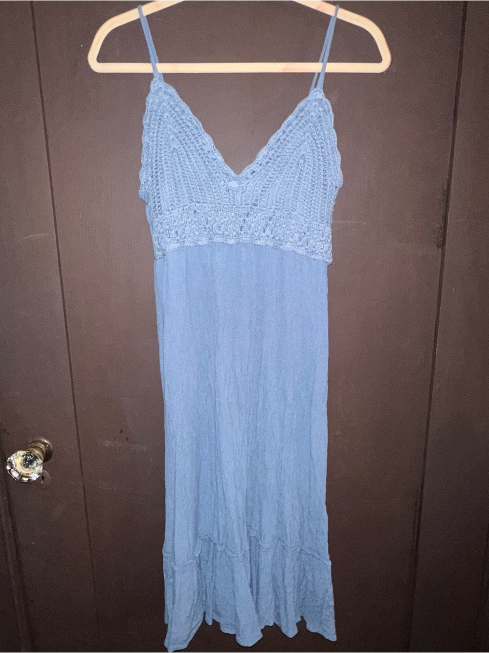 Blue Crochet Bust Maxi Dress - Brand